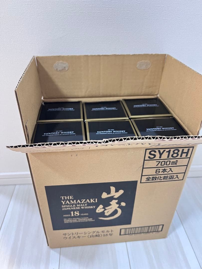 山崎18年(6本)化粧箱付き 空瓶、オリジナルダンボール付き