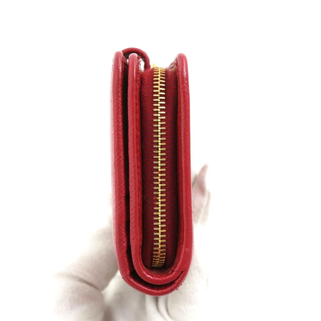 ✨未使用展示品　PRADA ミニ財布　サフィアーノレザー　L字ファスナー レッド