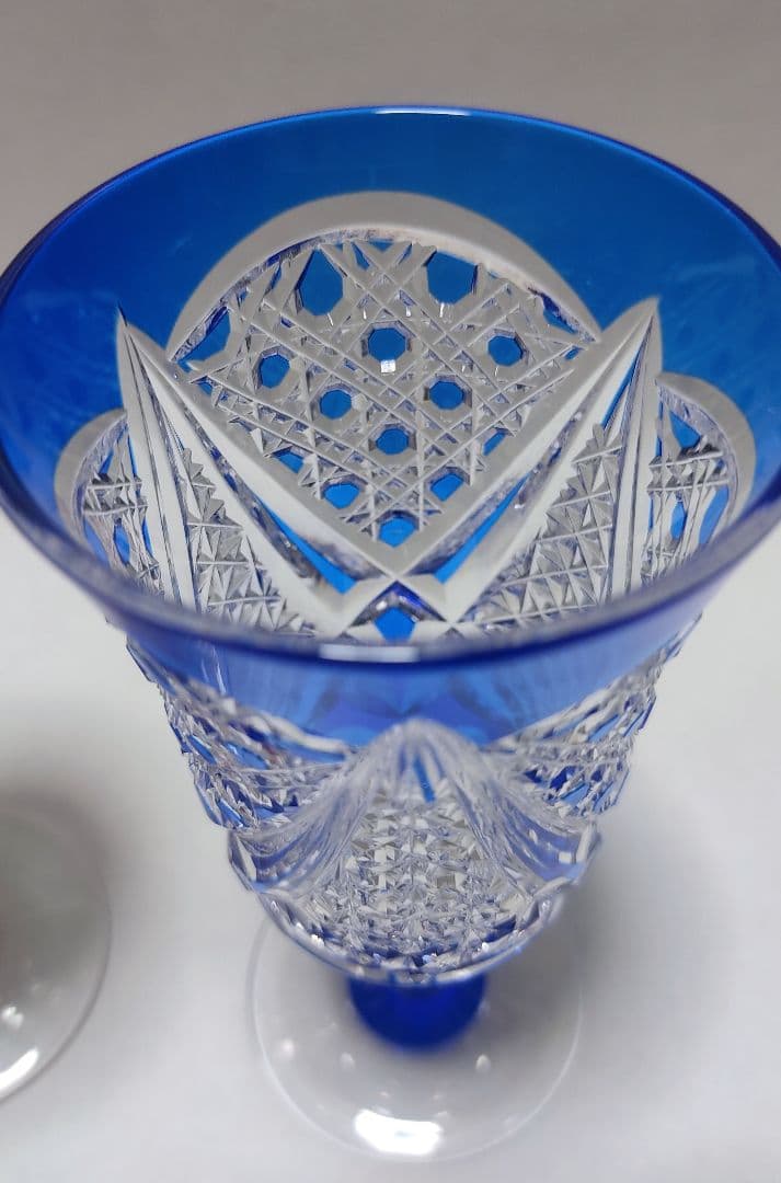 超希少品☆江戸切子 木村泰典 ワイングラス 脚付杯（切子 江戸切子