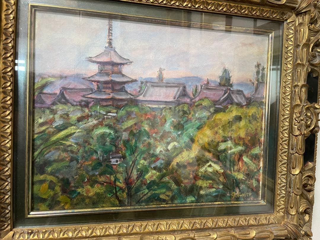 巨匠 小絲源太郎『山寺』油彩 カンヴァス F6 原画 真作保証 1点もの 鬼