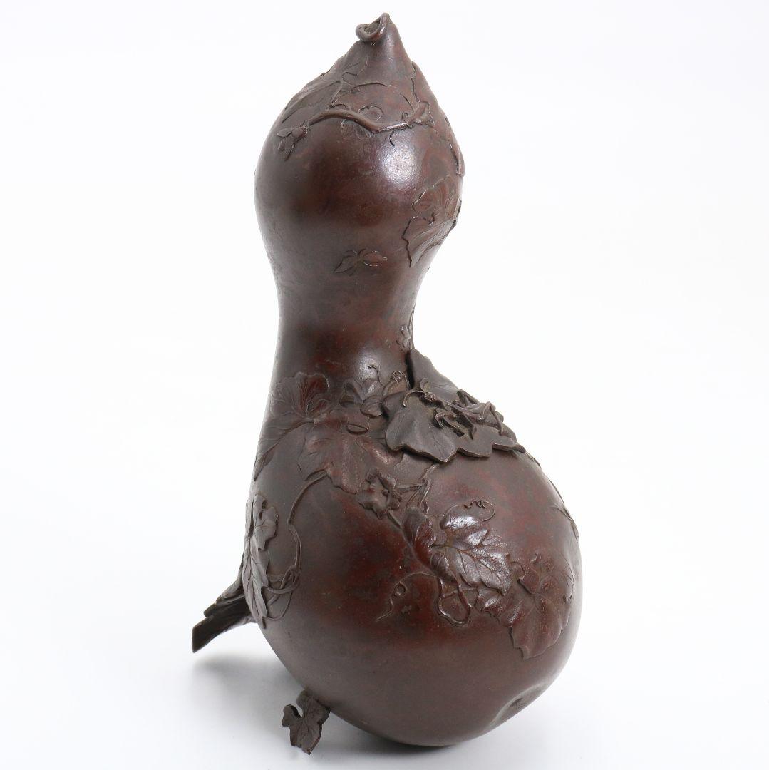 鋳師 金森浄栄作 鋳銅 瓢花入 高岡銅器 共箱 AW827