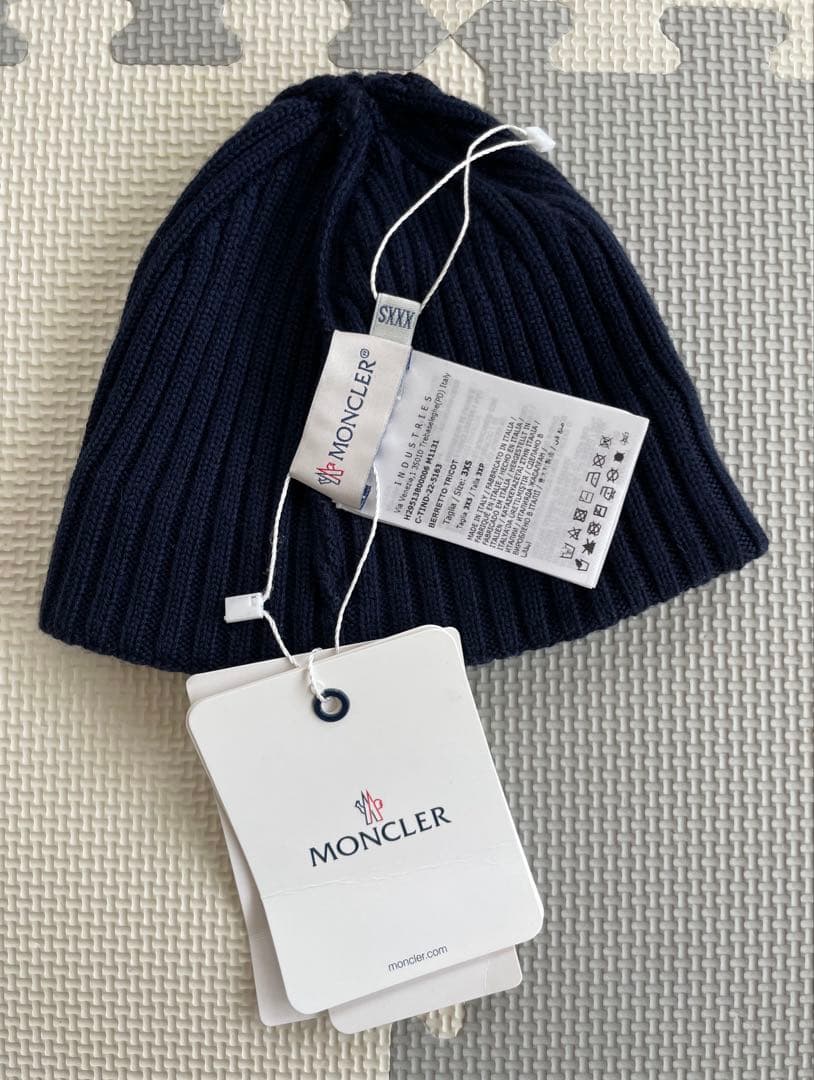 タグ付き新品】MONCLER☆正規品 ベビー ネイビー ニット帽 XXXS
