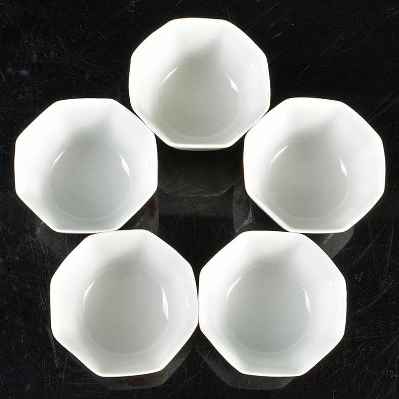 中国 同治年製款 粉彩 螽斯柘榴文 八角煎茶碗 五客