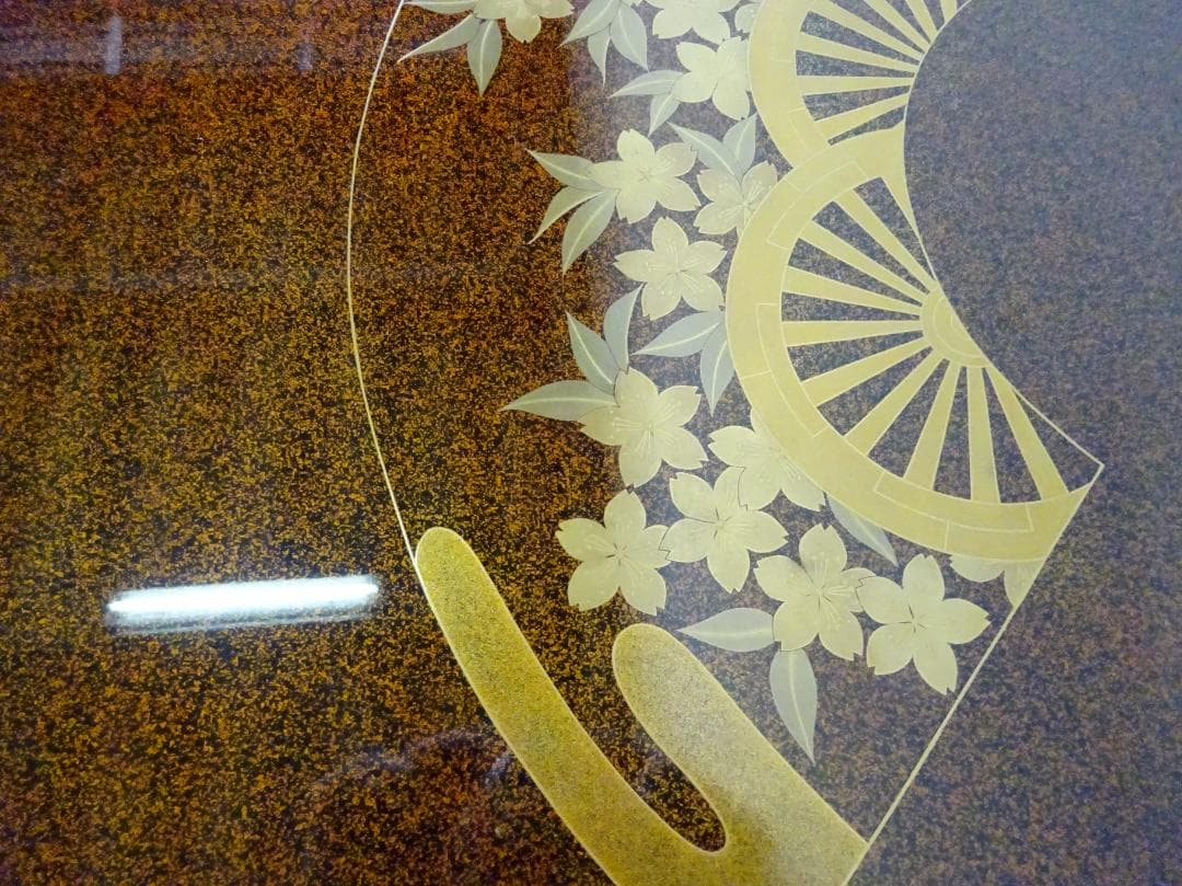 アンティーク雑貨 高級品 輪島塗沈金作家川端光峰作 鶴沈金蒔絵衝立(定価