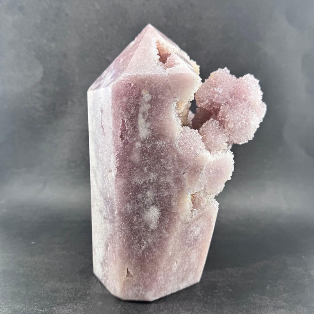 G-164 希少 大型ピンクアメジスト ドゥルージー クォーツ ポイント