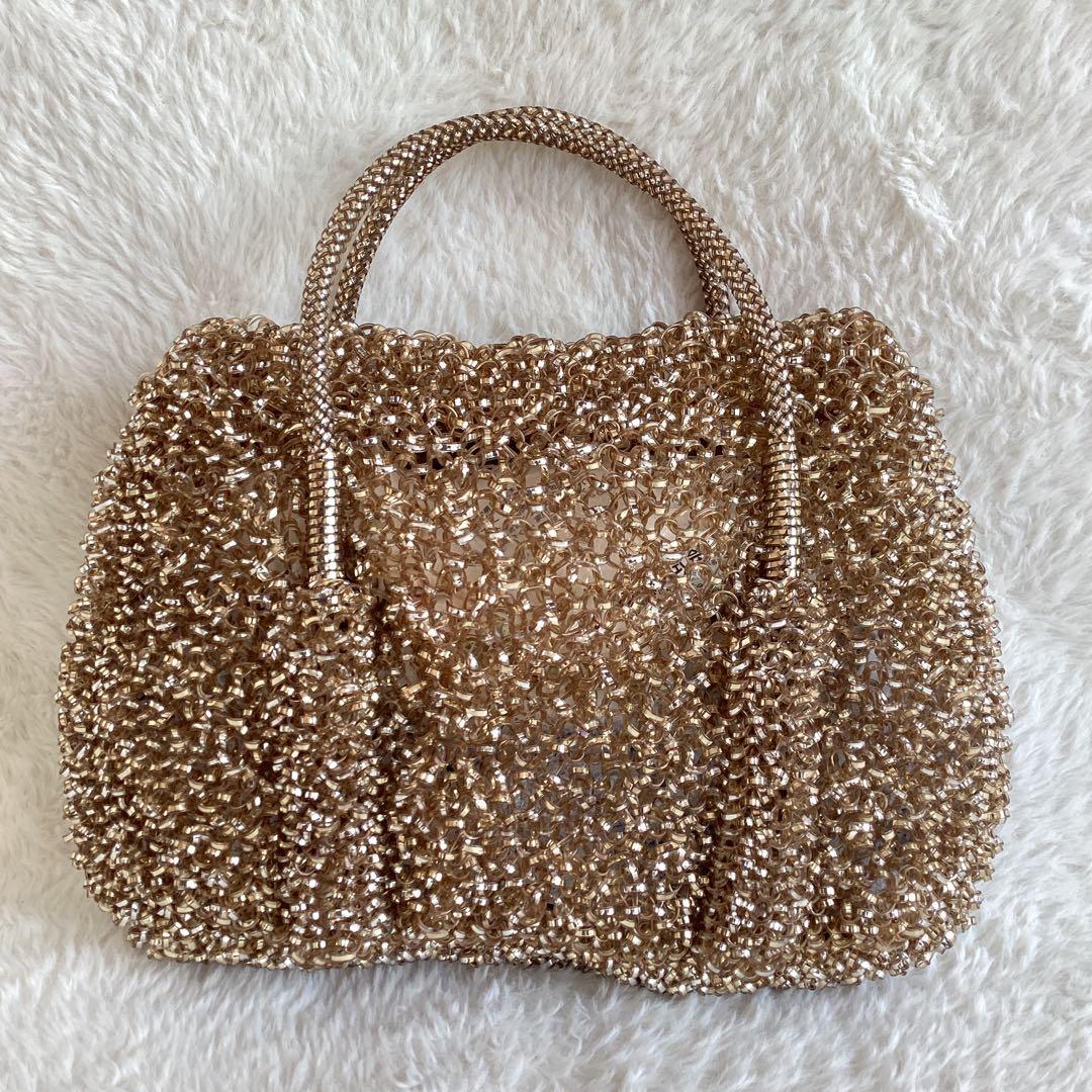 アンテプリマ 2way ハンドバッグ　ショルダーバッグ ターンロック　ゴールド