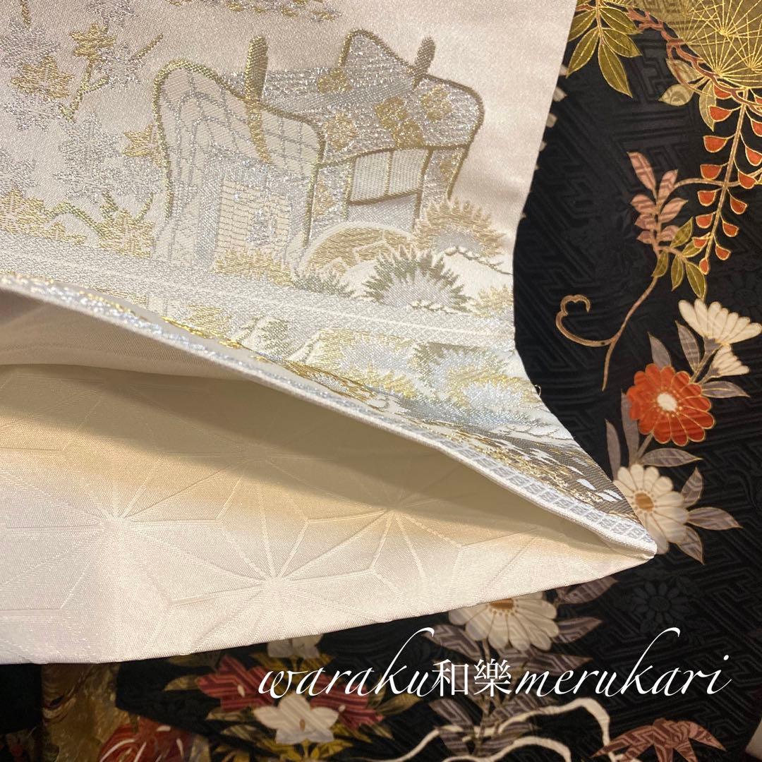◾️黒地橘牡丹鶴紋地紋入り正絹◾️金駒金彩加工◾️逸品