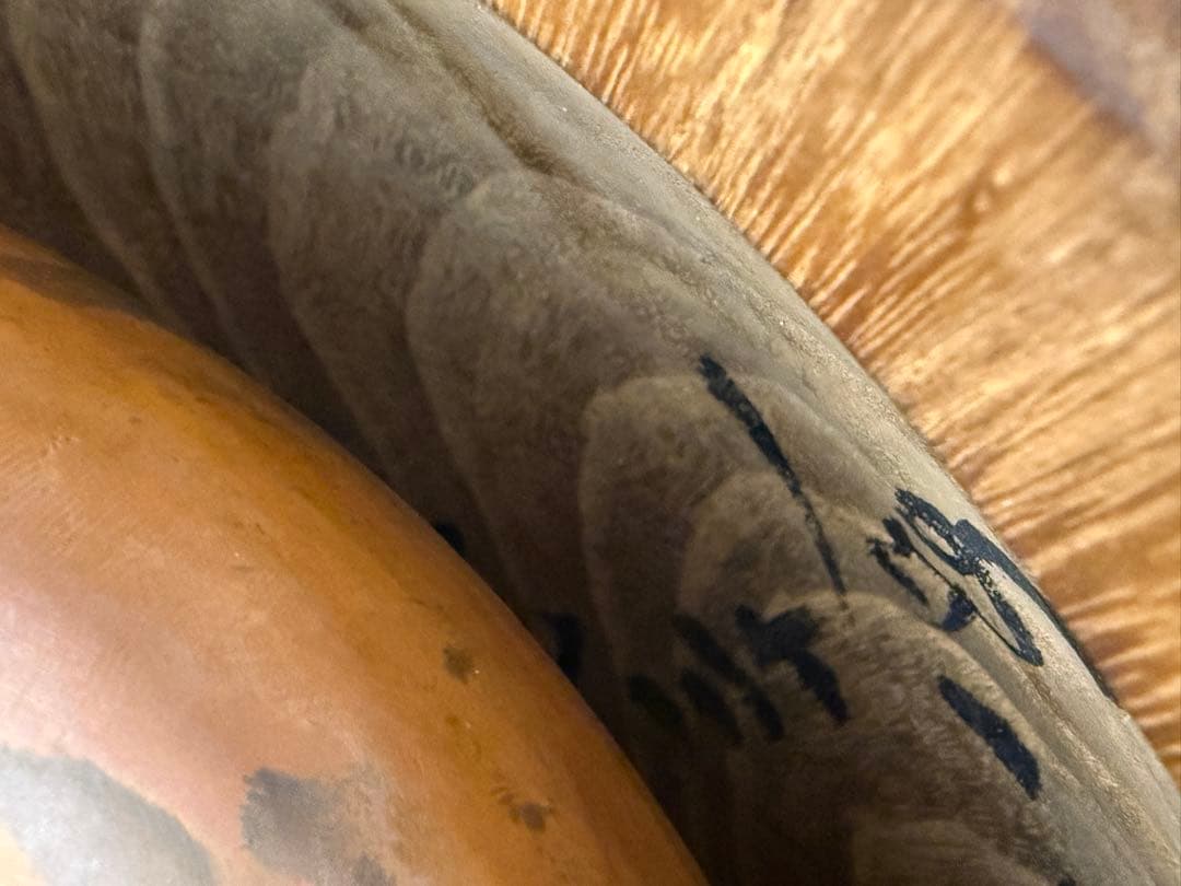 昭和初期 大胆な杢目が目を引く桐の火鉢 木胴銅張り 古民具 当時物