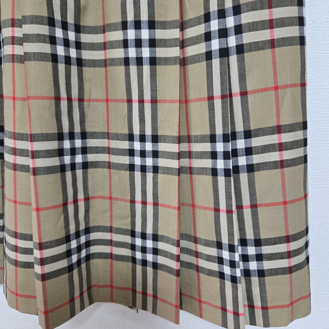 美品 BURBERRYS プリーツ フレア スカート ノバチェック柄 ウール