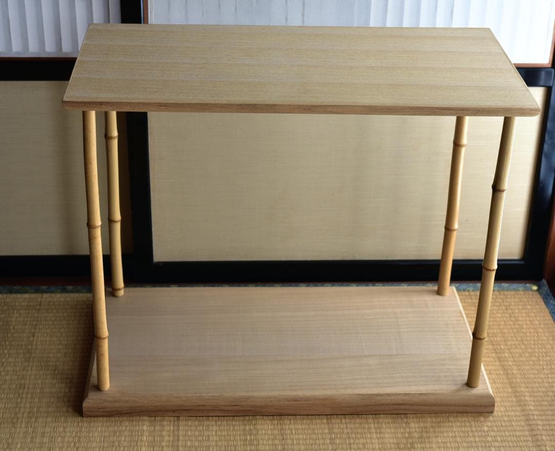 極上品】竹台子桐地 組立式 飾り棚 お茶道具／紙箱