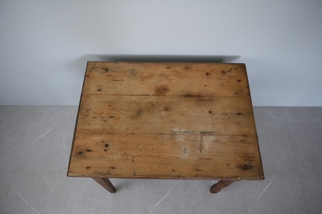 フランスアンティーク古木ダイニングテーブル/木製机/作業台/デスク(79-361