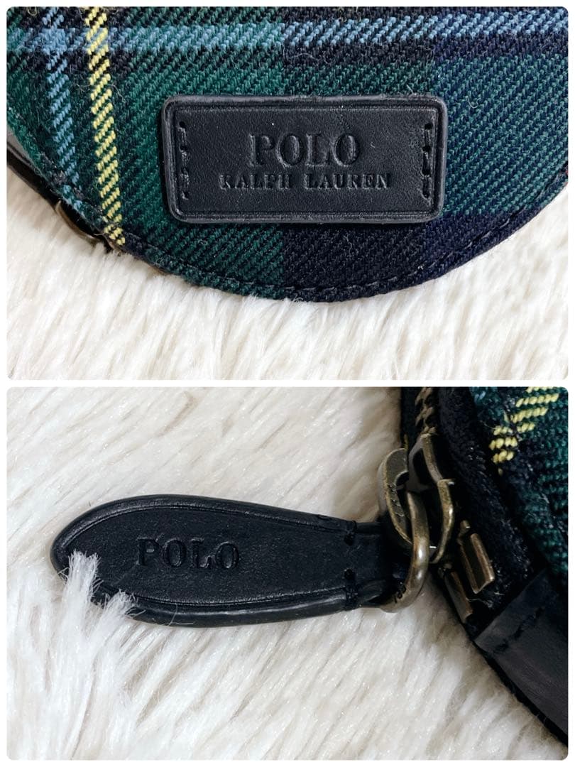 極美品 希少 ポロラルフローレン ロゴ タータンチェック 丸型 ケース