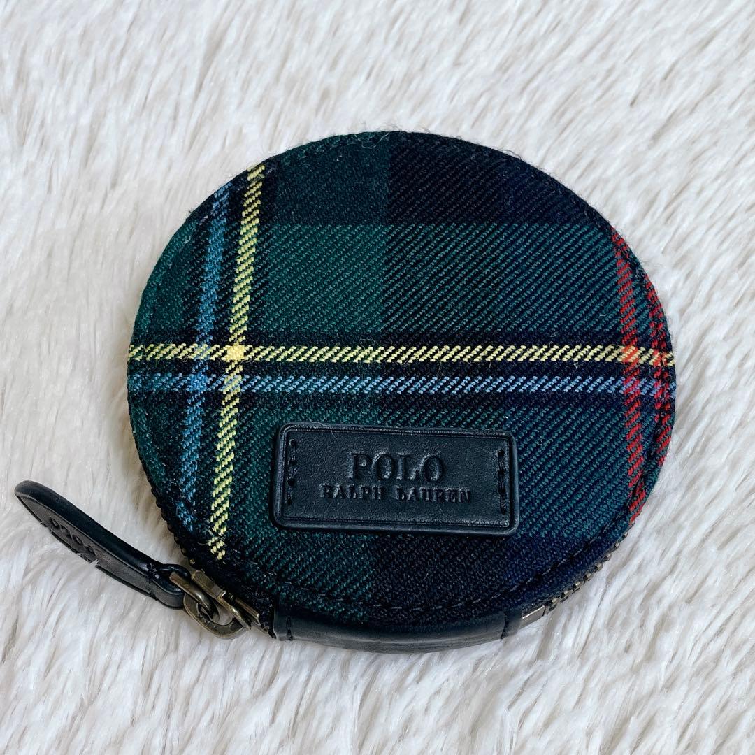 極美品 希少 ポロラルフローレン ロゴ タータンチェック 丸型 ケース