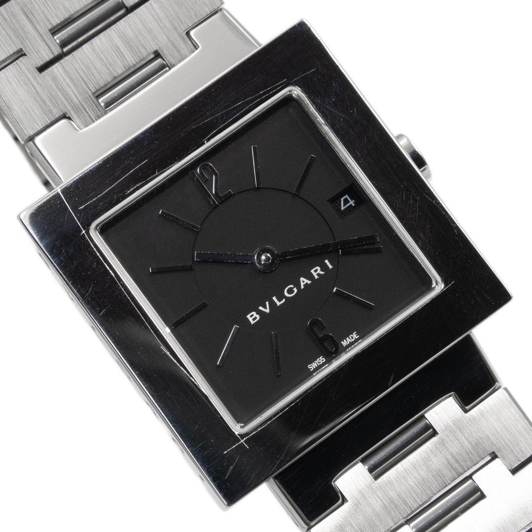 ブルガリ 腕時計 メンズ クアドラード 黒 シルバー スクエア型 シンプル ロゴ