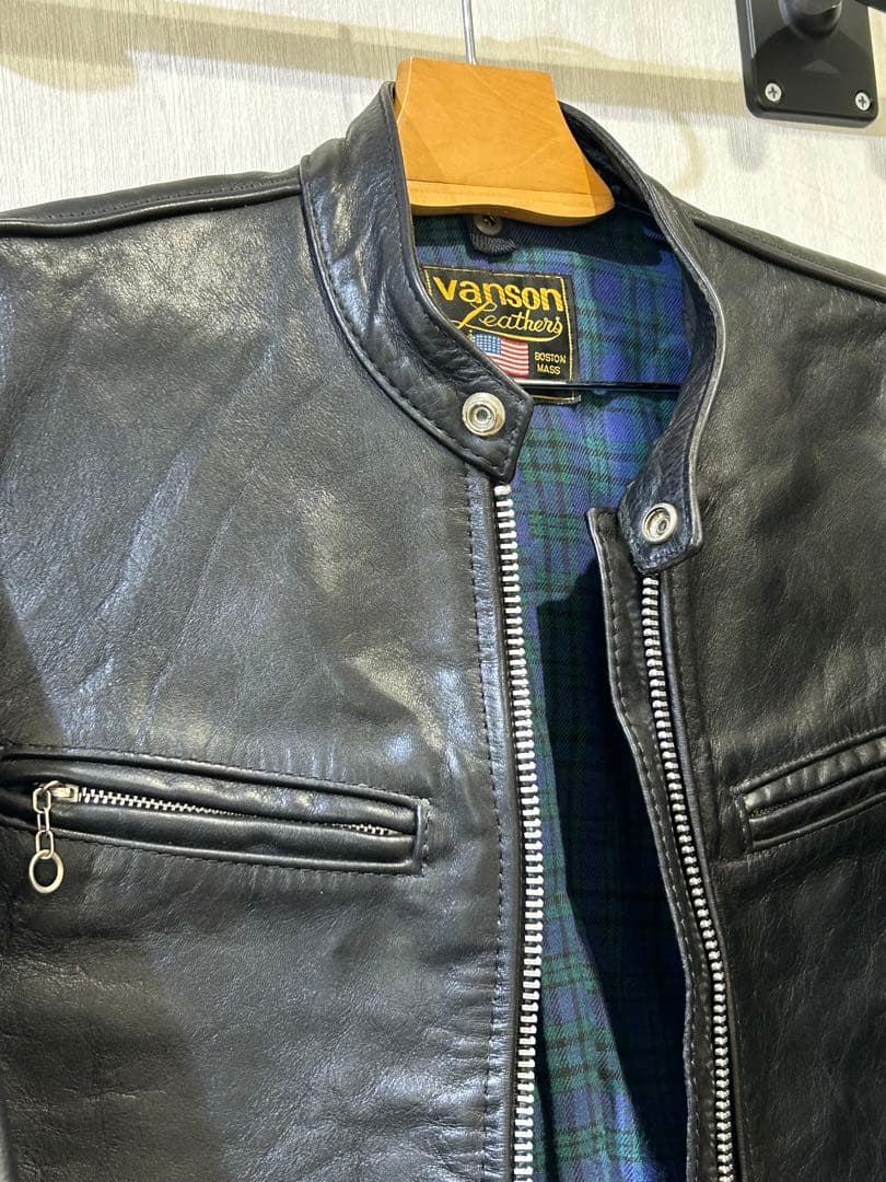 Vansonブラック レザー シングルライダース コメットCOMETサイズ38