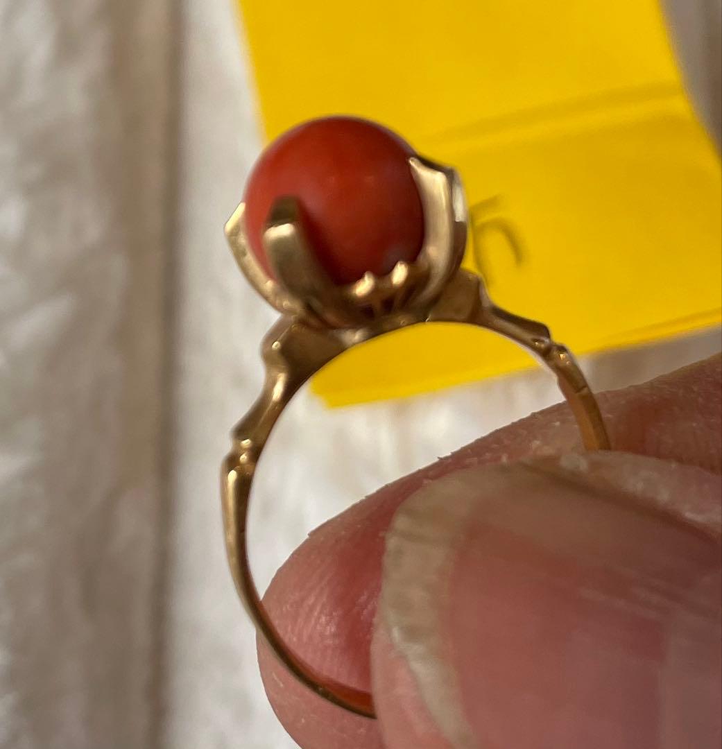 K18 指輪 赤珊瑚