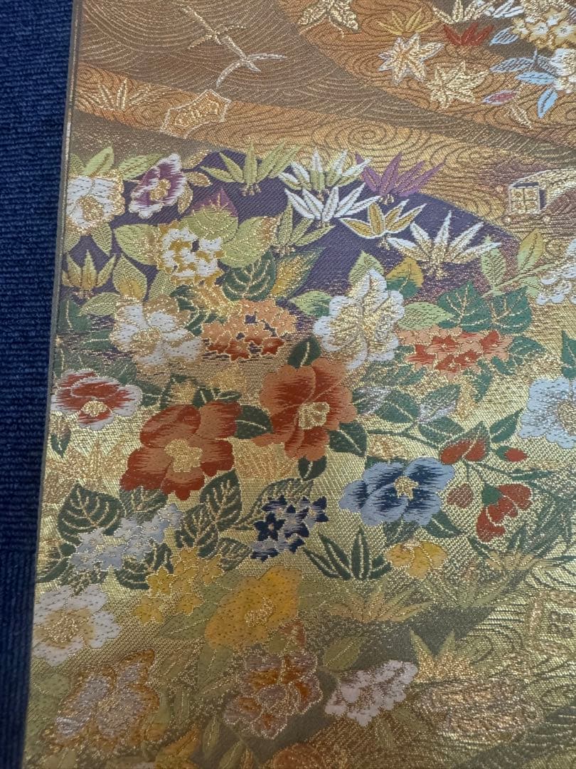 2698袋帯 古代彫金紋 西陣織 金糸 高級上質上品 約440cm 未使用