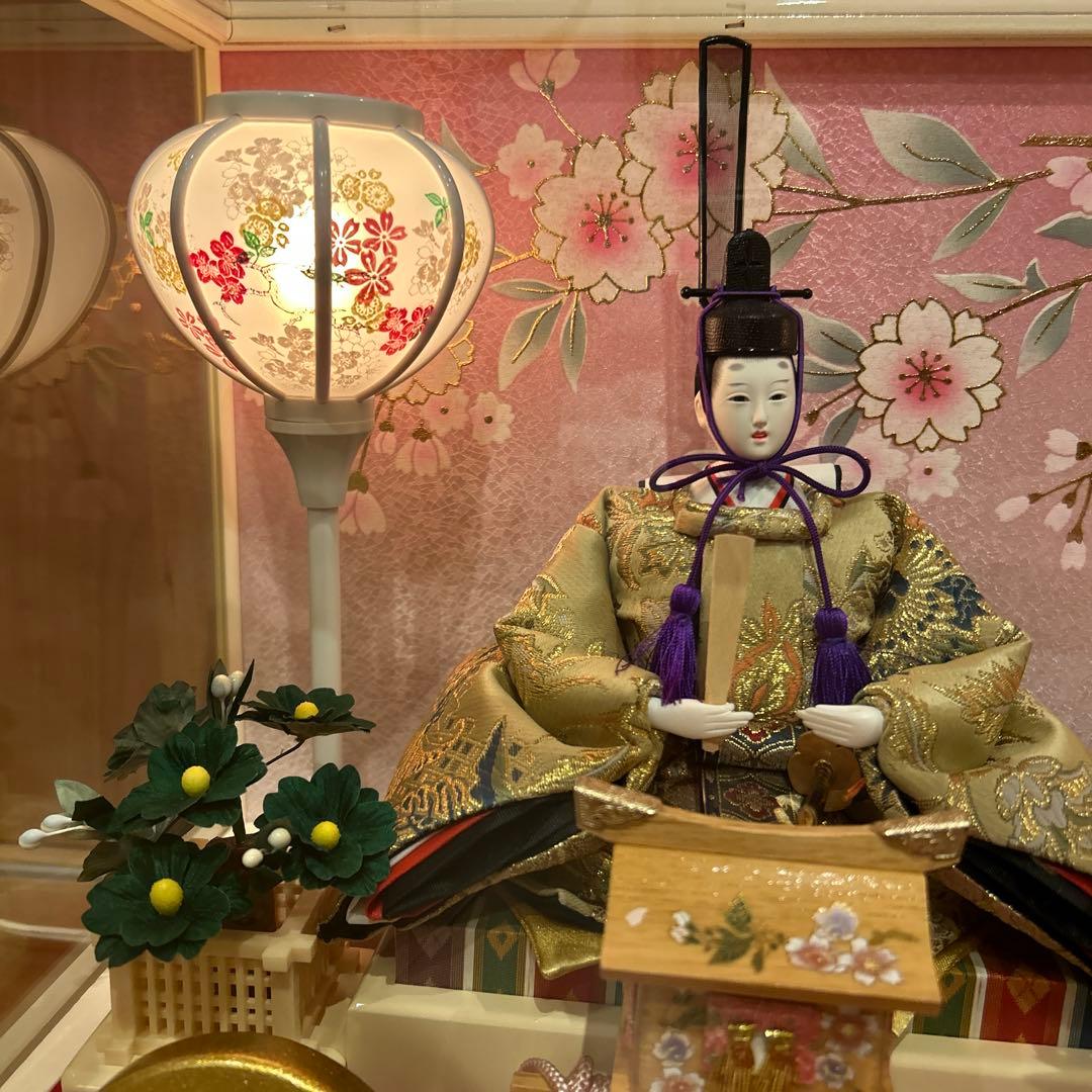 雛人形 アクリルケース ピンク 半円形 親王飾り ひな祭り おひなさま