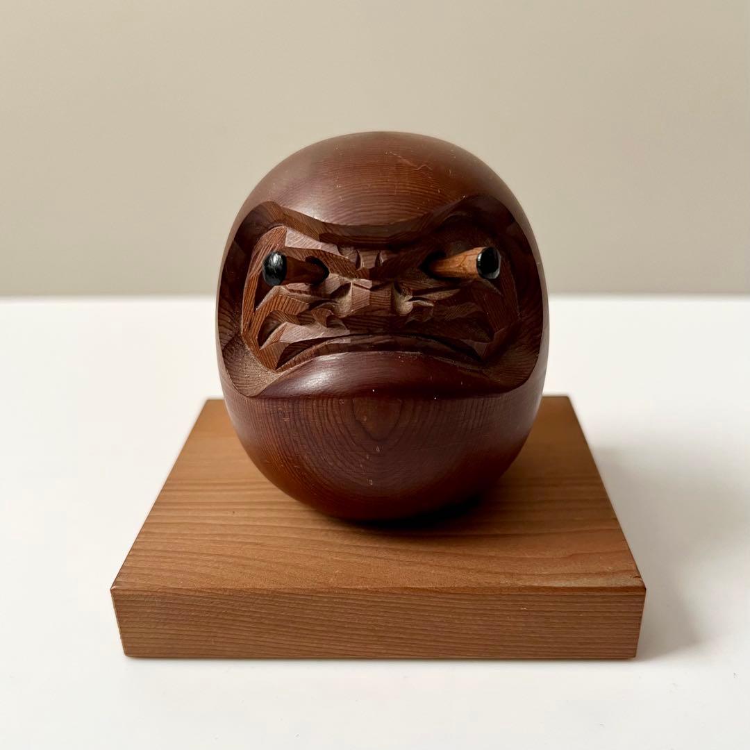 小物細工 ミニチュア 木彫り 一刀彫 目出し だるま 達磨 木 木製 木彫