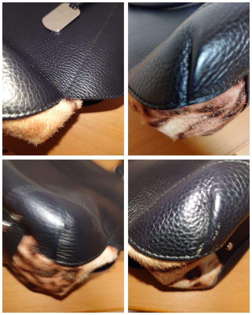 新品未使用　FURLA　フルラ　ハラコ　2way ハンド　ブラック☓レオパード