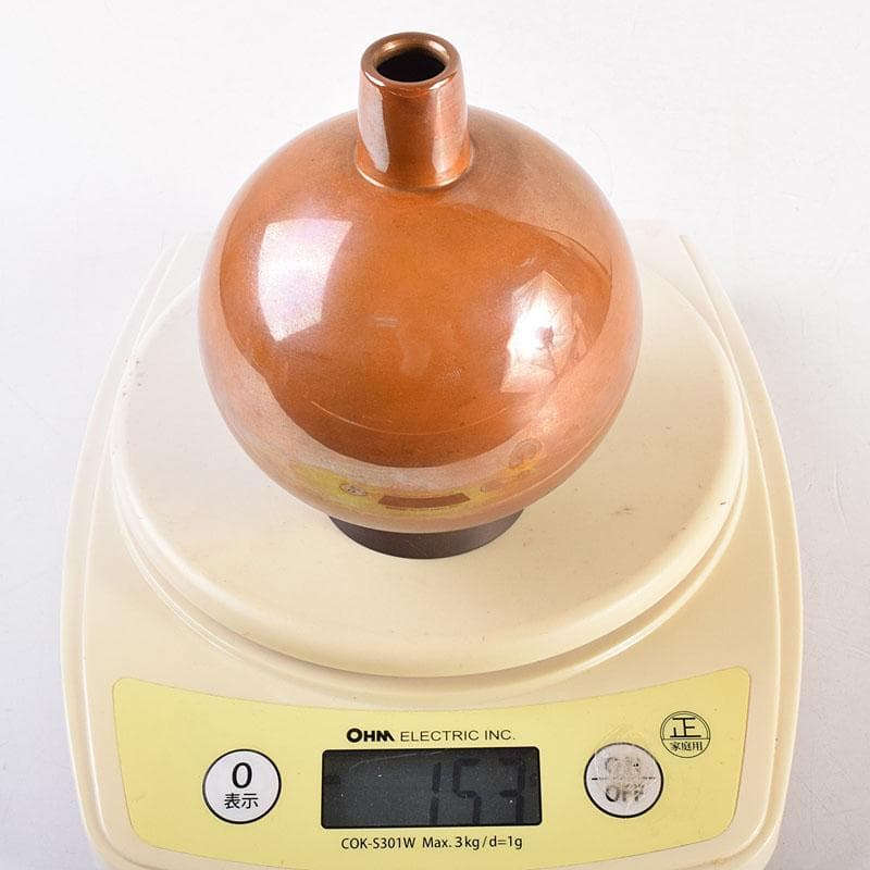 田畑一作造 朱銅 一輪挿し 樫の実 共箱 V 8319