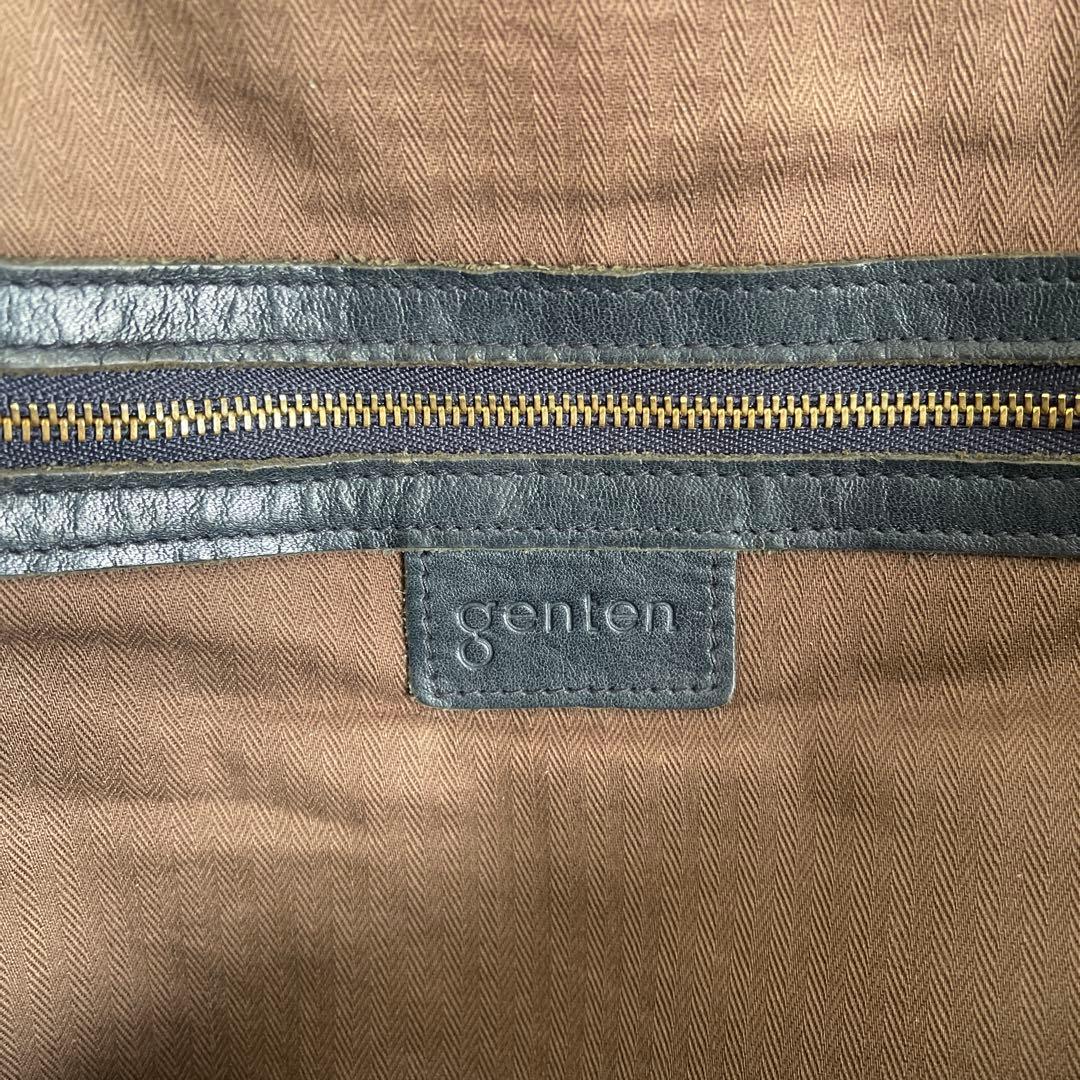 ◇ genten ゲンテン バッジョ2wayレザーショルダーバッグ ネイビー ◇