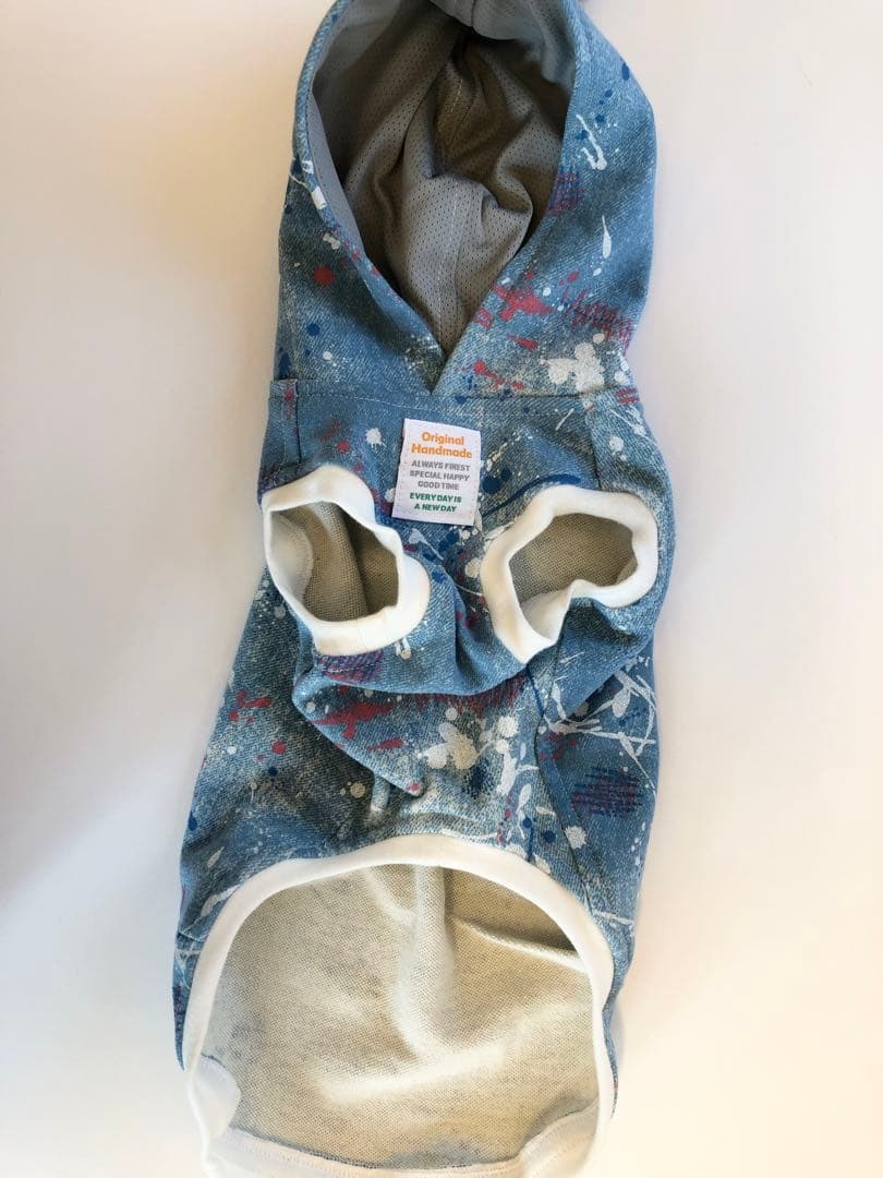 スプラッシュ柄フード付きタンクトップ イタグレ服 犬服