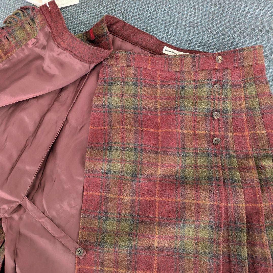 【新品タグ付】マドモアゼルノンノン チェック ウール スカート チェック
