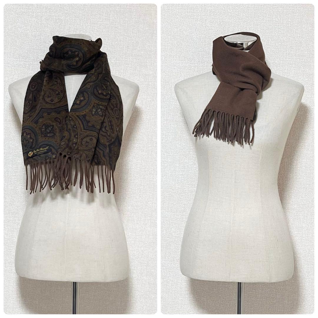 未使用級】ロロピアーナ カシミヤ100% マフラー ペイズリー柄 2WAY