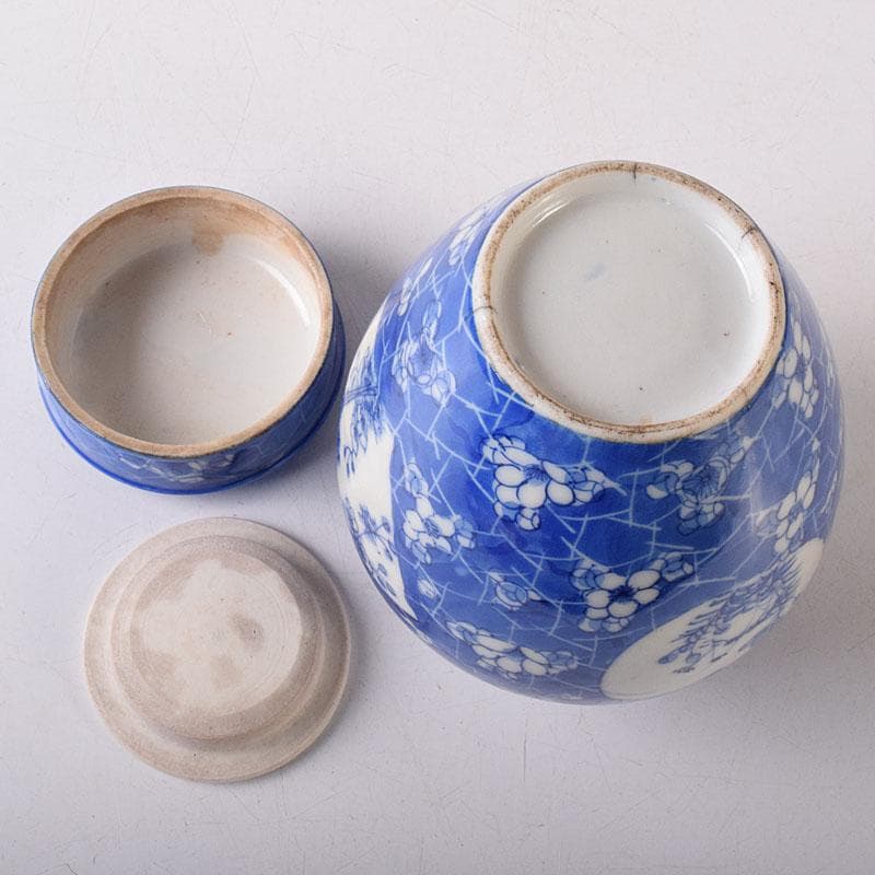 煎茶道具　瀬戸焼　古瀬戸　染付　扇窓絵花文　茶壷　茶心壷　V　R8235