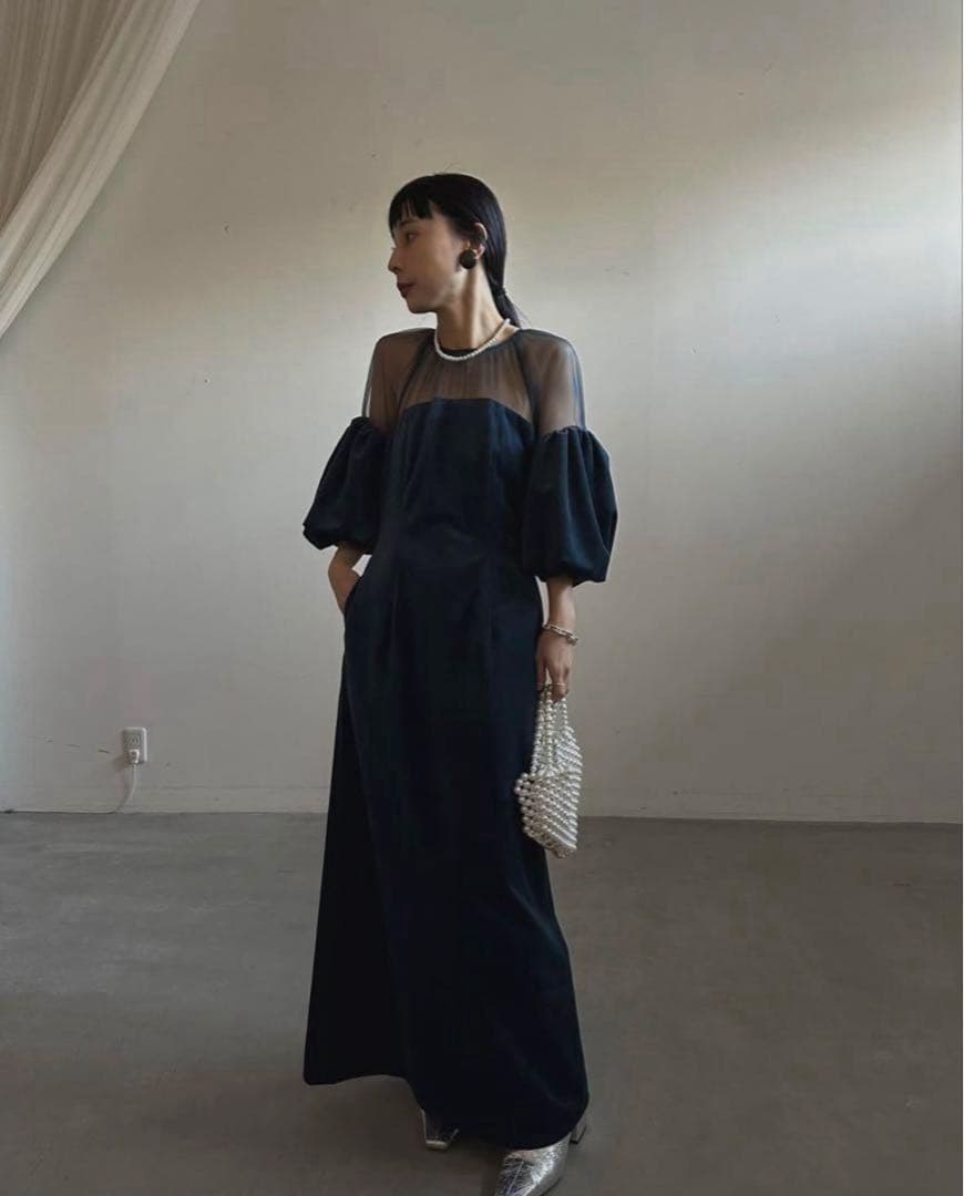 Ameri SOUFFLE SLEEVE VELOUR DRESS