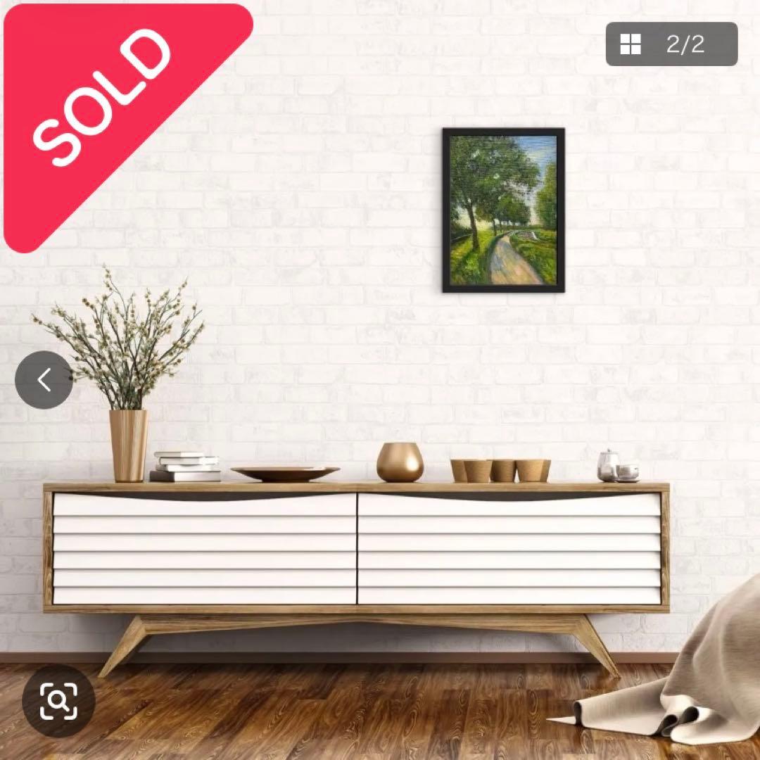 光の小道F4 キャンバス 風景画 油彩画 絵画