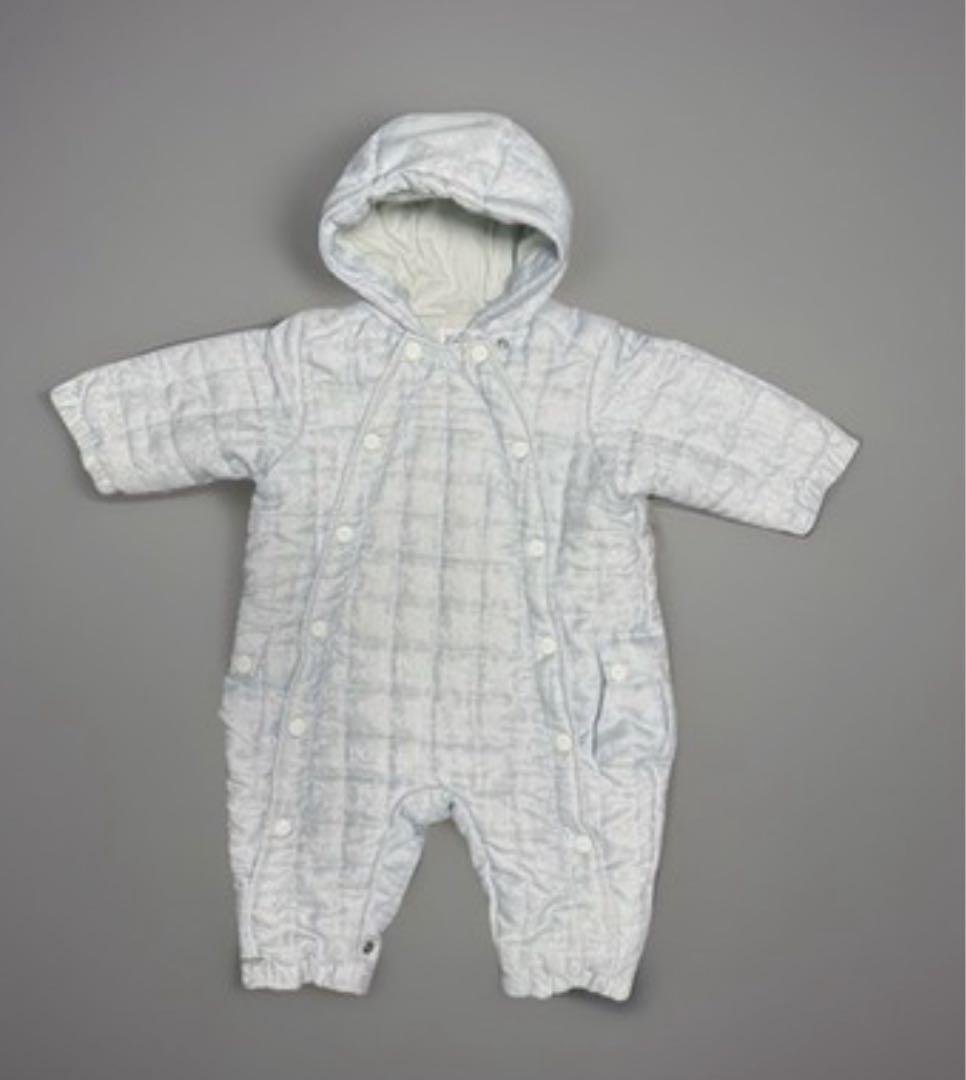 babydior ロンパース　ダウン　水色　ファー　12M 80 B品