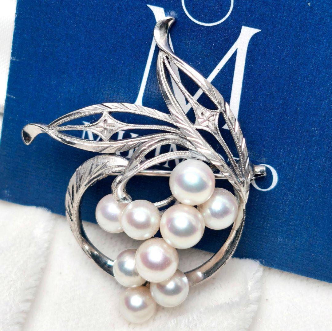 美品 最高級】ミキモト ブローチ パール リーフ 皇室御用達 9珠 正規品