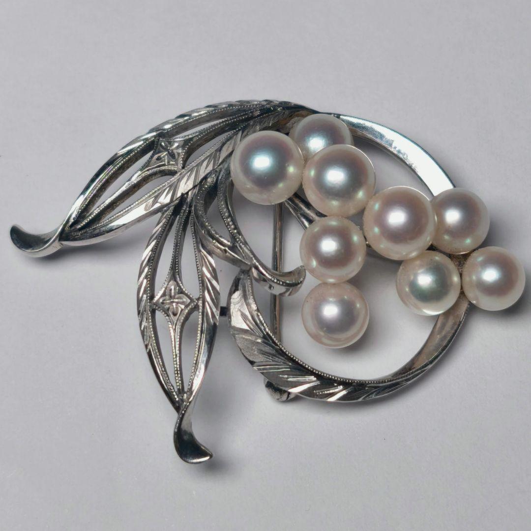 美品 最高級】ミキモト ブローチ パール リーフ 皇室御用達 9珠 正規品