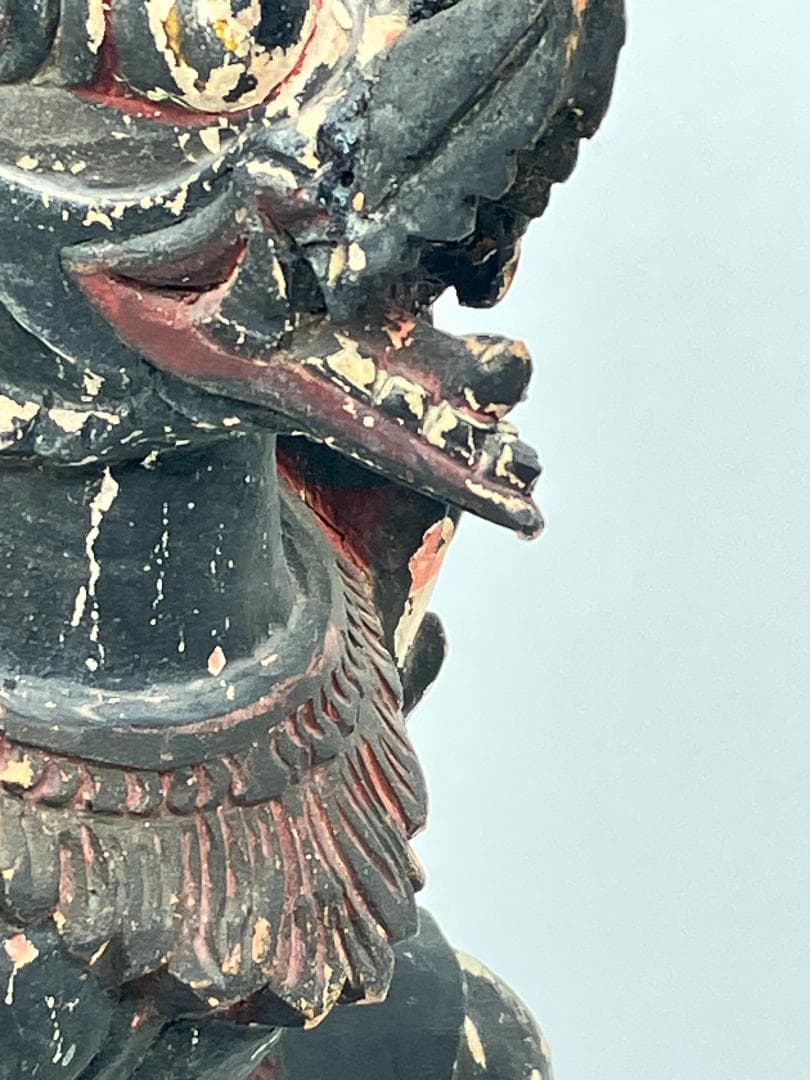 時代物】 ガルーダ象 木彫り インドネシア 全長：約61cm オブジェ