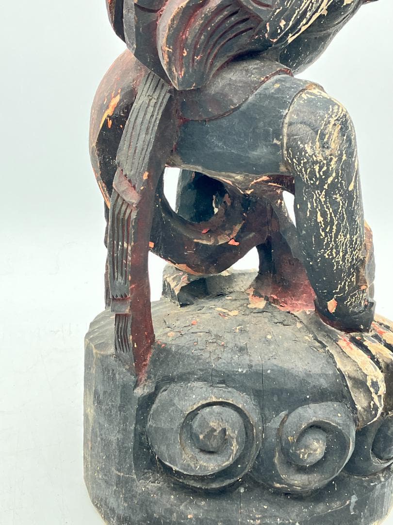 時代物】 ガルーダ象 木彫り インドネシア 全長：約61cm オブジェ