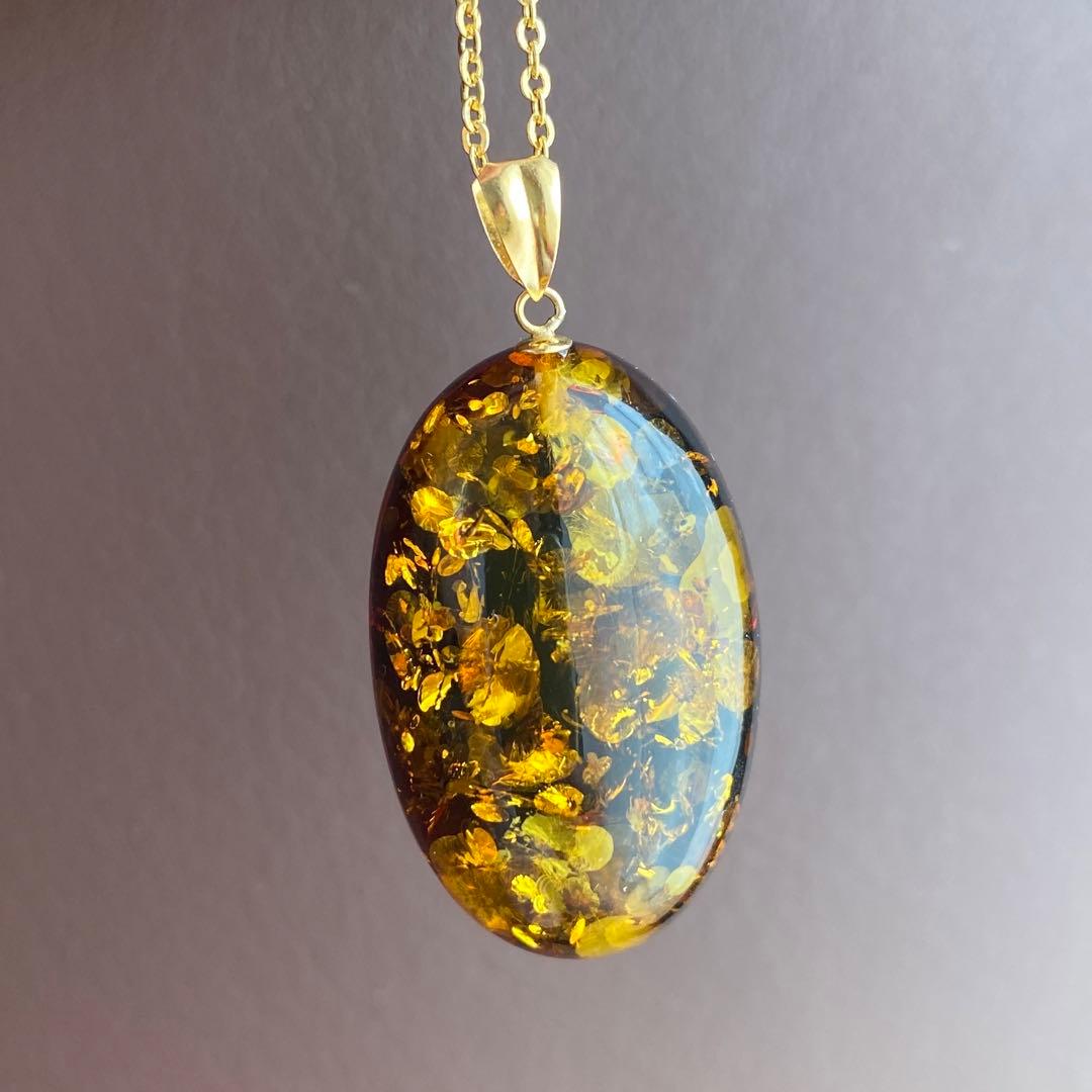 K18琥珀ペンダントトップ