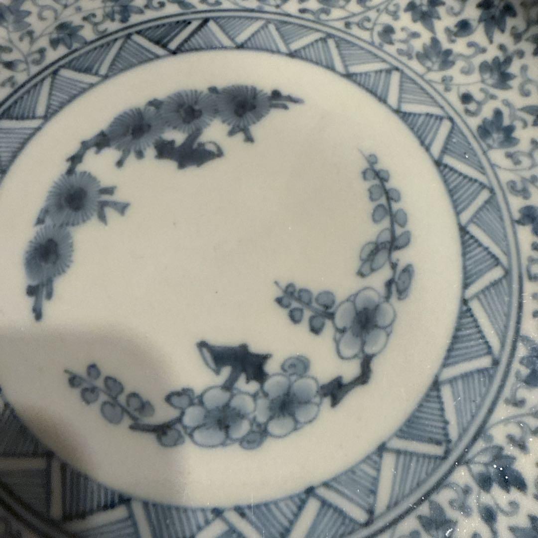 古伊万里 染付 花唐草 中皿 無傷完品 元禄期