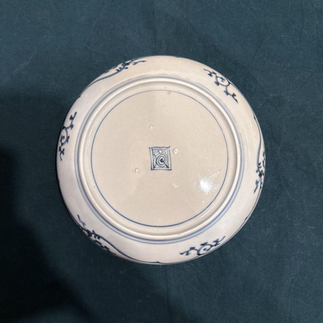 古伊万里 染付 花唐草 中皿 無傷完品 元禄期