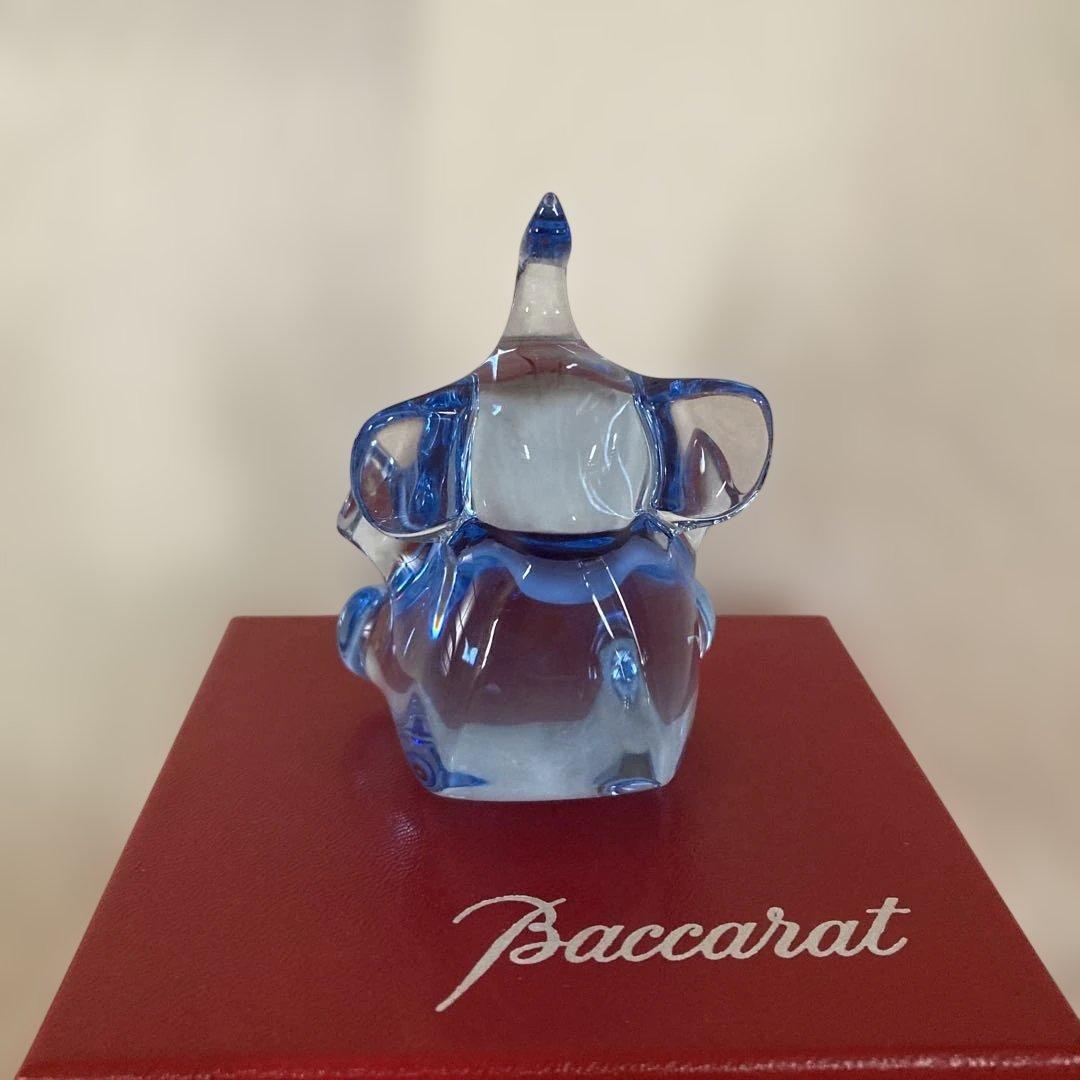 Baccarat バカラ クリスタル 象 エレファント ブルー系 美術品