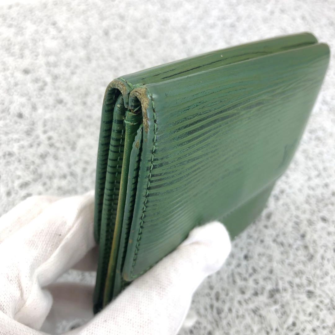 美品】ルイヴィトン 折り財布 エピ 緑 グリーン レザー 3つ折り 90s