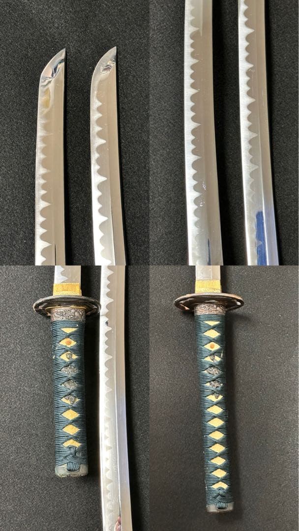 模造刀セット　打刀　脇差　鞘付長さ約69/104cm 黒鞘　25C36