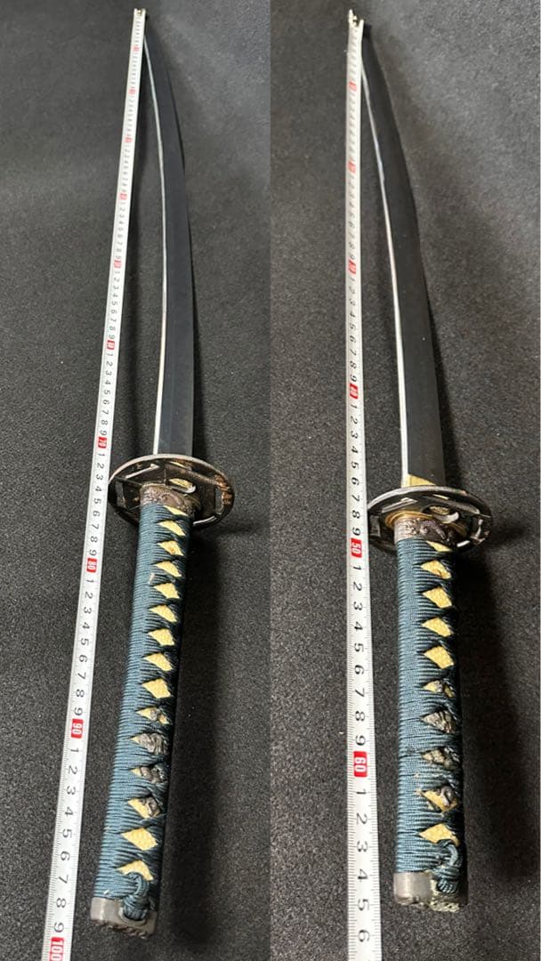 模造刀セット　打刀　脇差　鞘付長さ約69/104cm 黒鞘　25C36