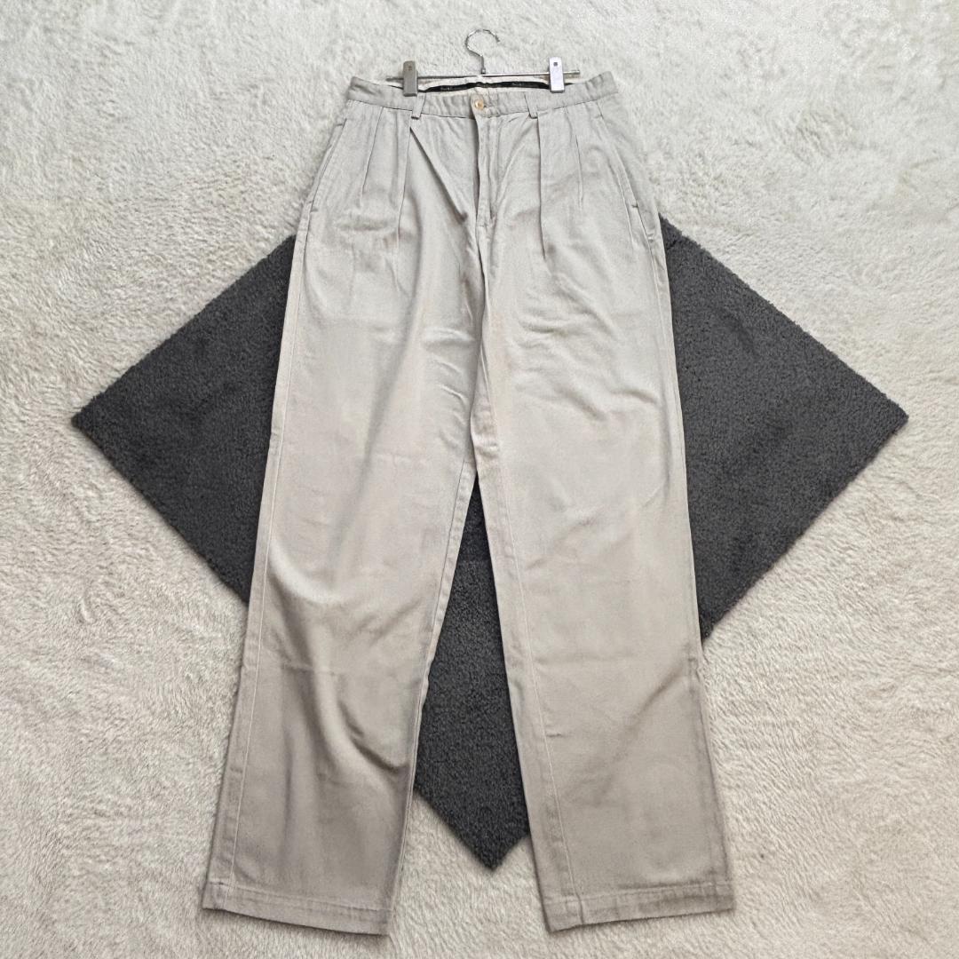 ポロラルフローレン【33/34】希少 ベージュ ワイドパンツ 90s ツータック