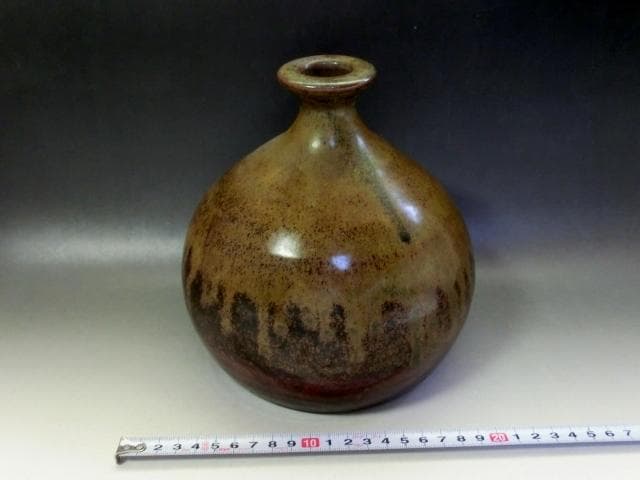 壷■古丹波焼 花瓶 涙艮 徳利 押し葉 花器 一輪挿し  時代物 骨董■18cm