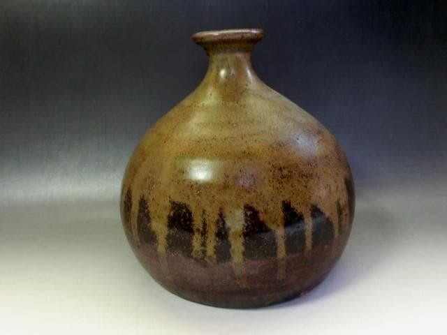 壷■古丹波焼 花瓶 涙艮 徳利 押し葉 花器 一輪挿し  時代物 骨董■18cm