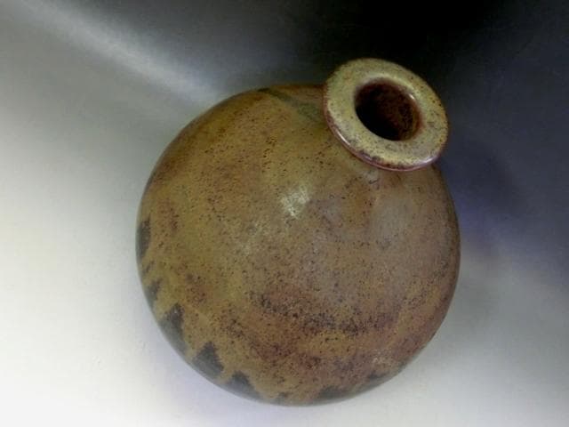 壷■古丹波焼 花瓶 涙艮 徳利 押し葉 花器 一輪挿し  時代物 骨董■18cm