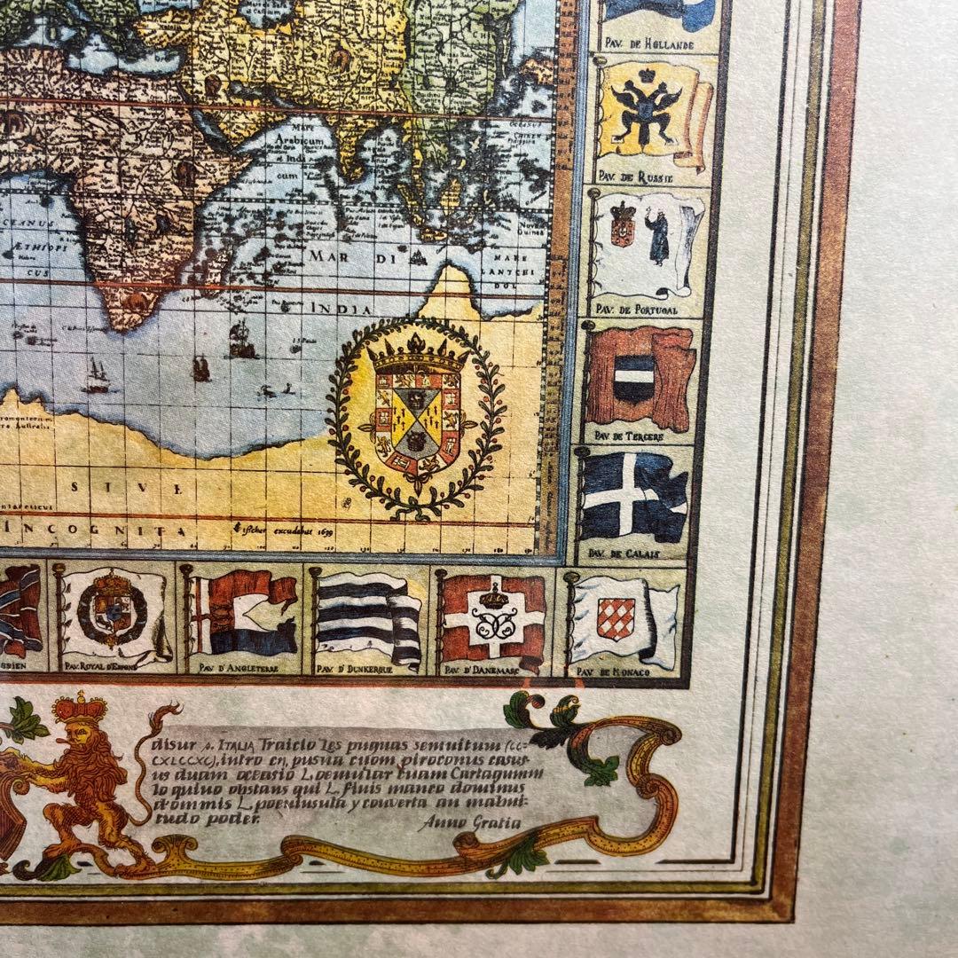 イタリア製 古地図 オールドマップ ガラス 額絵 アンティーク