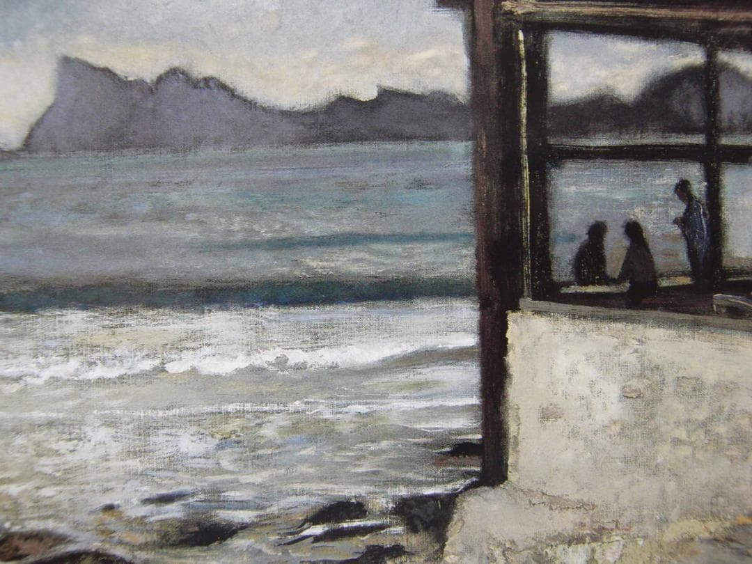 ルネ・ジュニ、「シオダの前のレストラン」、希少画集・額装画